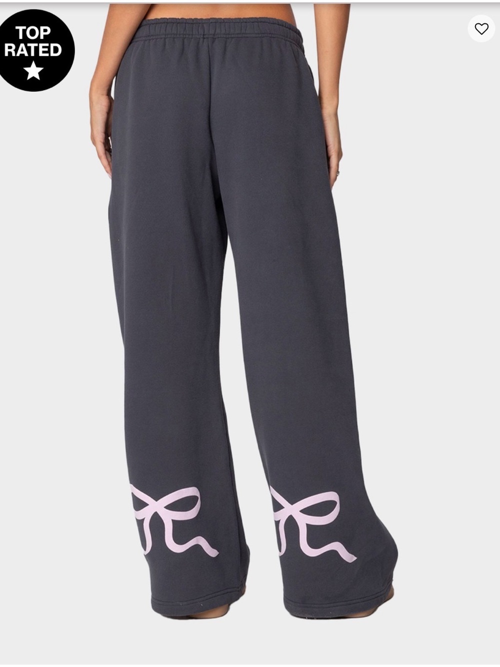 Edikted Black Sweatpants with Pink Bow Accent